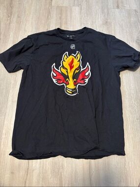 Fanatics Black Tee with Red and Yellow Flame Emblem